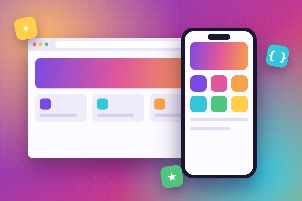 Illustration of the same app running in a browser window and on a phone